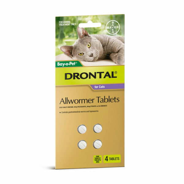 Drontal Allwormer Tablets for Cats (up to 4kg) - 4 Pack 1