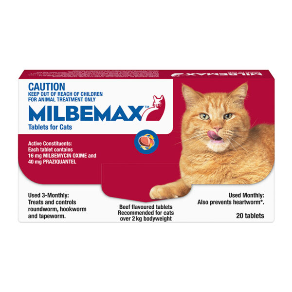 Milbemax Allwormer Tablets for Cats (2-8kg) - 20 Pack 1