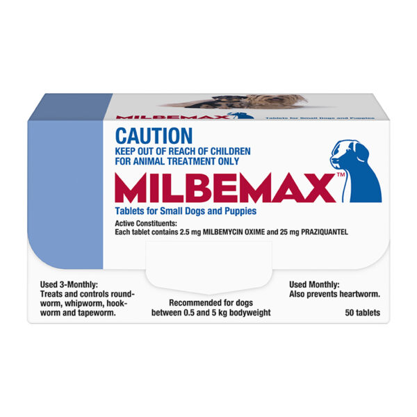 Milbemax Allwormer Tablets for Small Dogs & Puppies (0.5-5kg) - 50 Pack 1