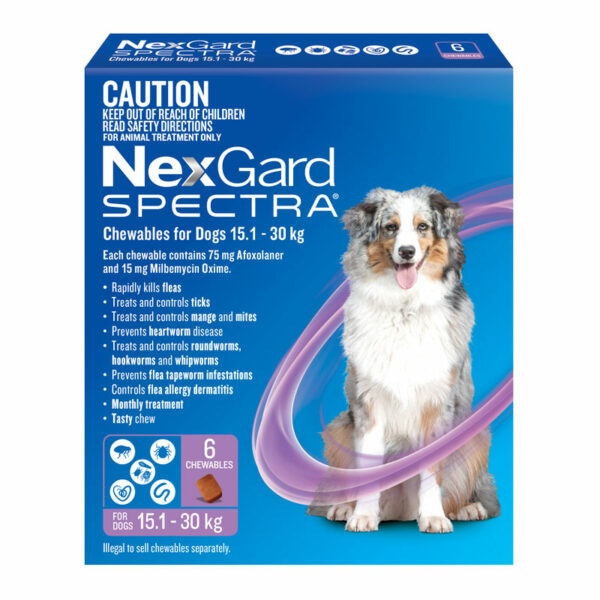 NexGard Spectra Purple for Large Dogs (15.1-30kg) - 6 Pack